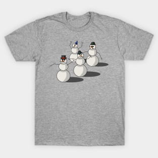 Winter Wonderland Quartet: Playful Snowpersons T-Shirt